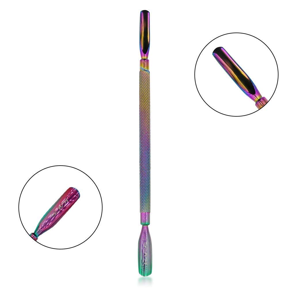 Rainbow Stainless Steel Nail Cuticle Pusher Double Ended Cuticle Remover Cleaner Manicure Pedicure Tool (set)