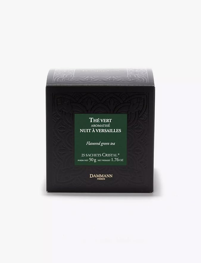 Dammann Freres Sachets, Nuit À Versailles Tea Bags, Premium Gourmet French Green Tea, Blend Bergamot, Kiwi, Peach Flavors, 25 count (Single Pack)