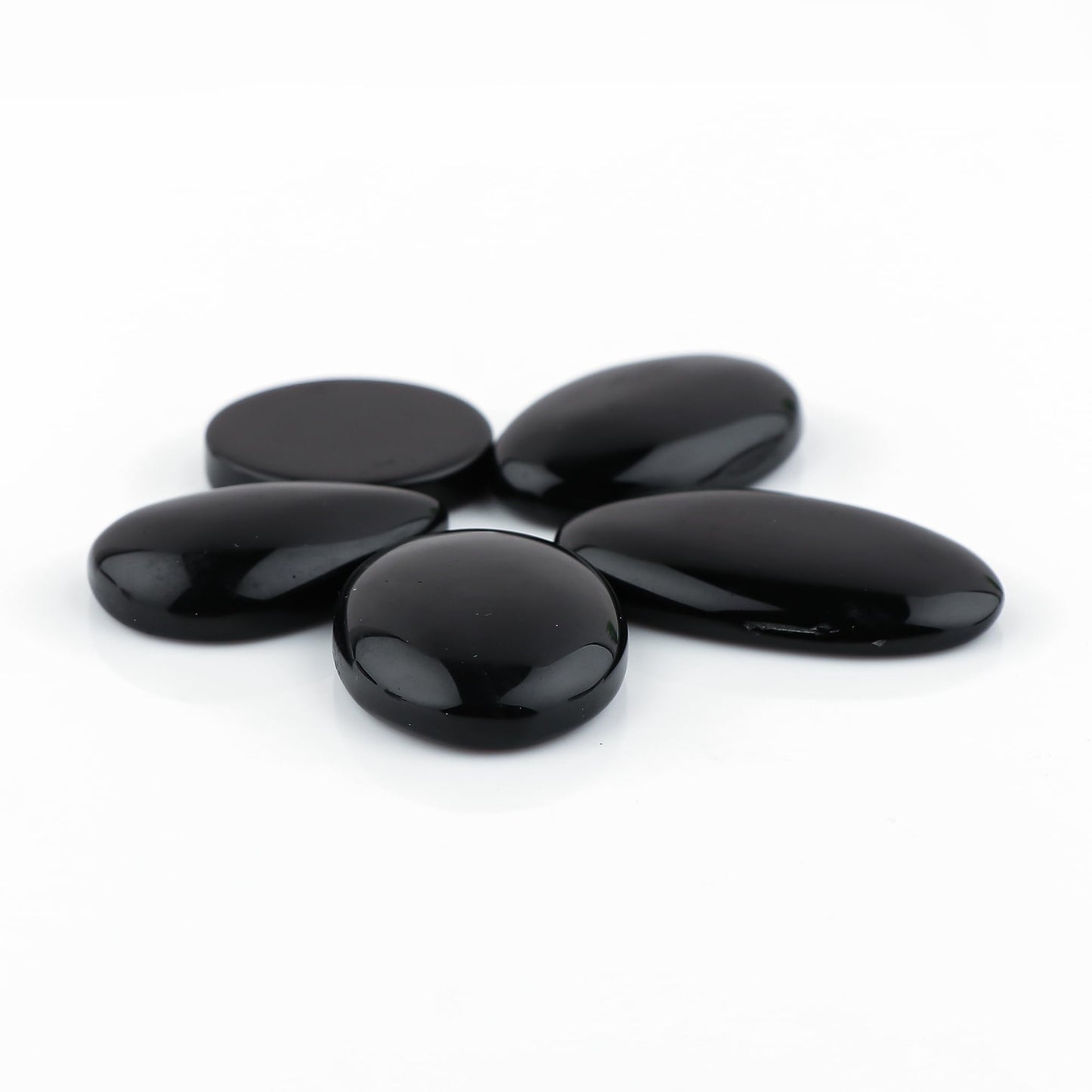 CRYSTALINES 5pcs, Genuine Black Onyx Gemstone, Bulk Flatback Cabochon Stone, Chakra Healing Crystal Lot, Wholesale Loose Supplies for DIY Jewelry Making, Wire Wrapping, Gem Collection