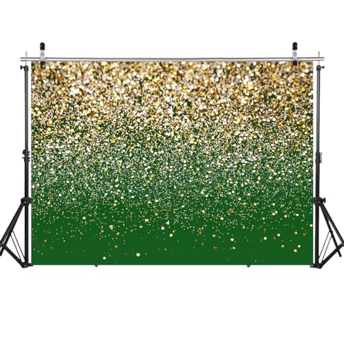 10x8ft Green and Gold Backdrop Birthday Gold Spots Bokeh Wedding Prom Graduation Photography Background X-224 - color: Green, size: 10X8ft