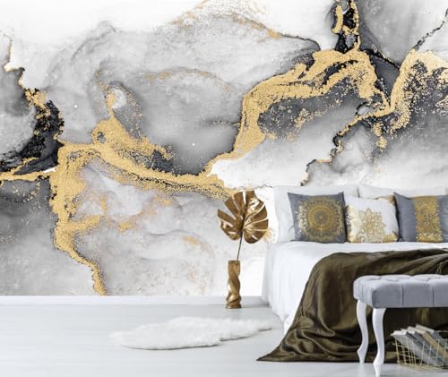 Black Gold Marble Wallpaper Abstract Ink Art Large Background Mural Living Room Office（Not Peel and Stick） - color: CYBH-906, size: 91" x 60"