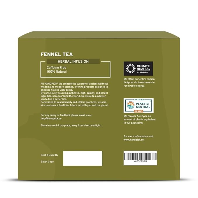HANDPICK Fennel Seed Tea Bags (100 Count), Authentic Indian Origin with Natural Aroma & Sweetness | Naturally Support Digestion & Immune System | 100% Pure, Non GMO & Caffeine Free