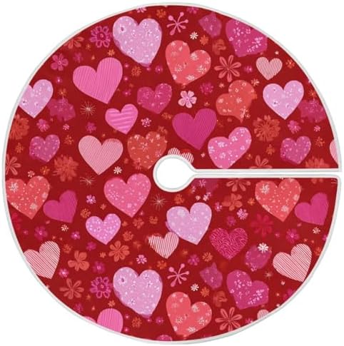 Pfrewn Valentine Tree Skirt 36" Red Floral Vintage Hearts Christmas Tree Skirts Mother's Day Xmas Mat for Holiday Festival Party Wedding Decor