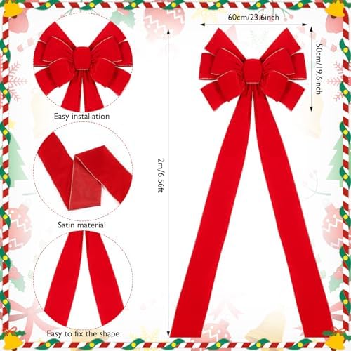 Norme 1 Pcs Red Extra Large Christmas Tree Topper Bow Decor