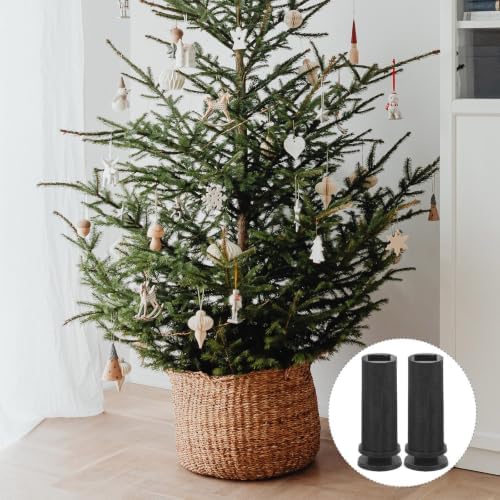 YARNOW 6pcs Black Plastic Xmas Tree Holders with Stable Structure Portable Xmas Tree Fixators for Mini Decors and Christmas Decorations