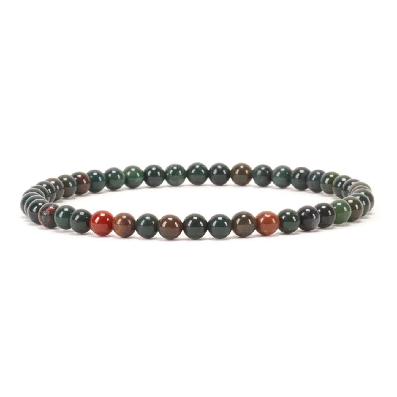 Cherry Tree Collection - Small, Medium, Large Sizes - Gemstone Beaded Bracelets For Women and Men - 4mm Round Beads (Bloodstone, Small)