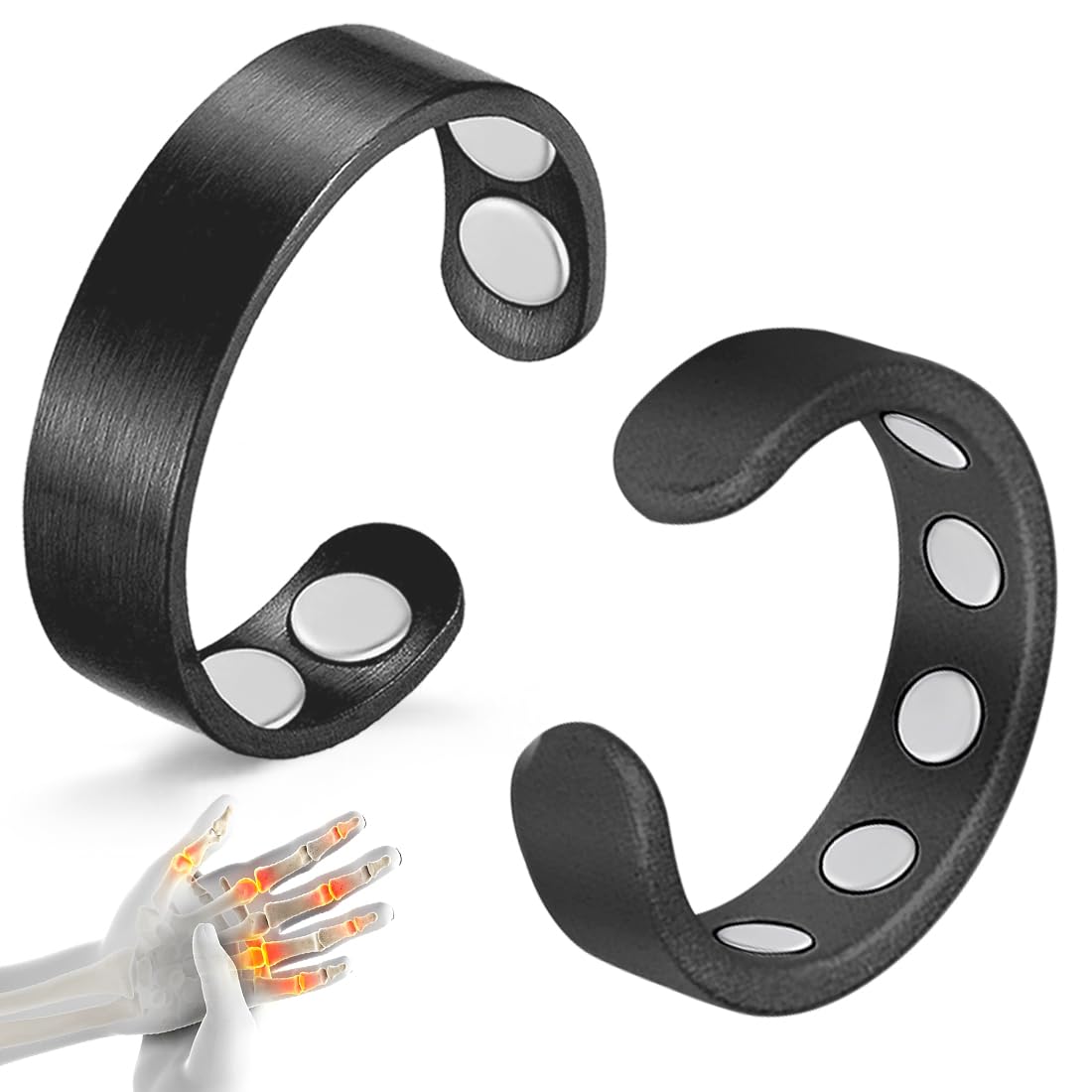 Cigmag 9X Copper Rings for Women Men, with Powerful Magnets, Adjustable Solid Pure Copper (Black Matte)