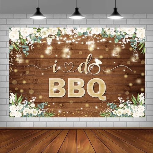 AIBIIN 8x6ft I Do BBQ Backdrop for Adults Men Women Couples Engagement Bridal Shower Boho Wedding Rustic Wooden Photography Background Baby Shower Birthday Party Decorations Banner Photo Booth Props - size: 8x6ft
