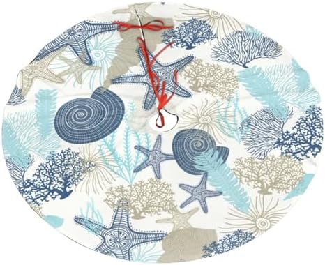 Starfish Algae Corals Seashells Christmas Tree Skirts Starfish Algae Corals Seashells Printed Tree Skirt 30" Gorgeous Xmas Holiday Party Ornaments Keepsake Gift