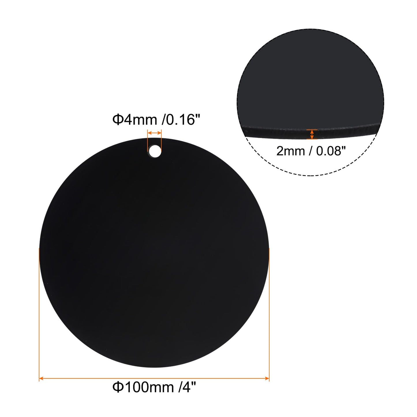 PATIKIL Acrylic Circle Blanks 4 Inch, 20 Pack Round Clear Disc Ornaments with Hole for DIY Keychain Project Crafting, Black