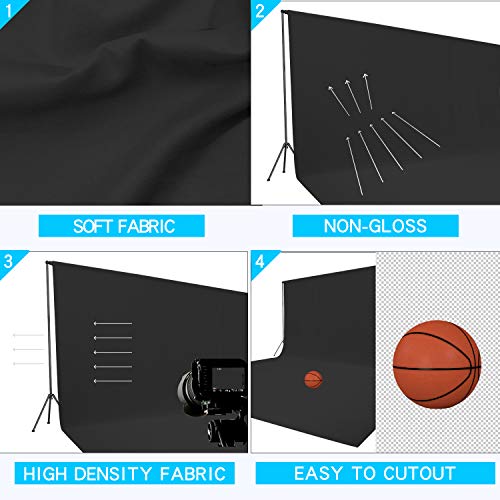 ISSUNTEX 6X9 ft Background Muslin Backdrop, Photo Studio, Collapsible High Density Screen for Video Photography and Television-Black - color: Black, size: 6X9 ft