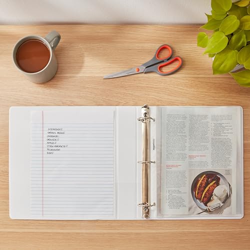 Amazon Basics 3 Ring Binders, 1.5 Inch D-Ring Organizer for School, Home Office, White, 4 Pack