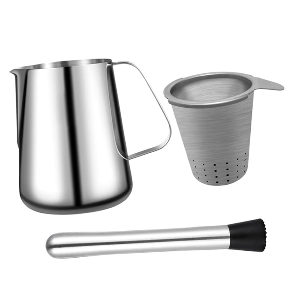 SOLUSTRE Stainless Steel Citrus Juicer Manual Hand Press Fruit Squeezer Portable Lemon Juicer Set for Household and Daily Use with Silicone Head, Compact 3pcs Kit
