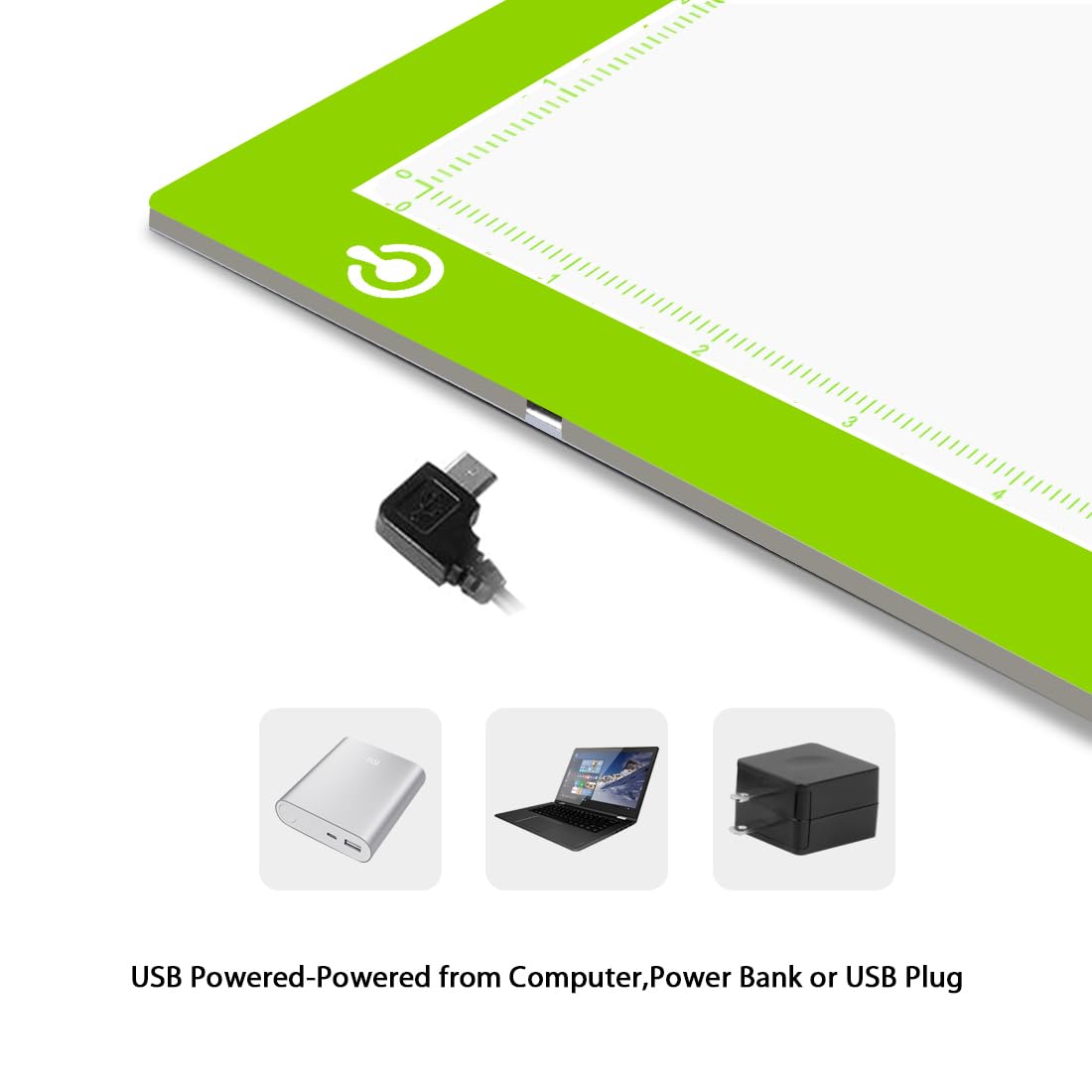 LitEnergy Portable A4 LED Copy Board Light Tracing Box, Green Ultra-Thin Adjustable USB Power Artcraft LED Trace Light Pad for Tattoo Drawing, Streaming, Sketching, Animation, Stenciling