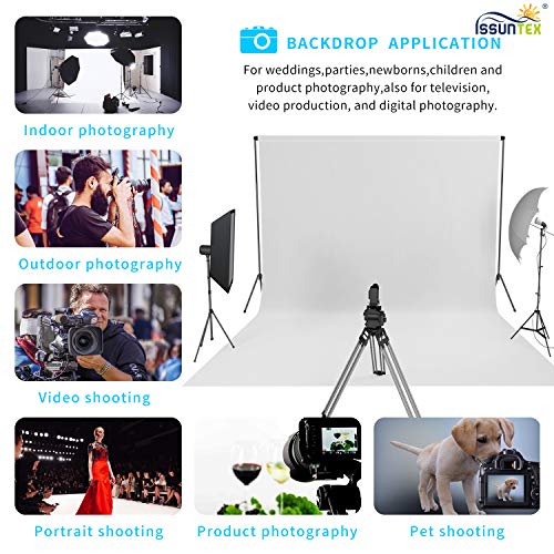 ISSUNTEX 10X12 ft Background Muslin Backdrop, Photo Studio, Collapsible High Density Screen for Video Photography and Television-White - color: White, size: 10X12 ft
