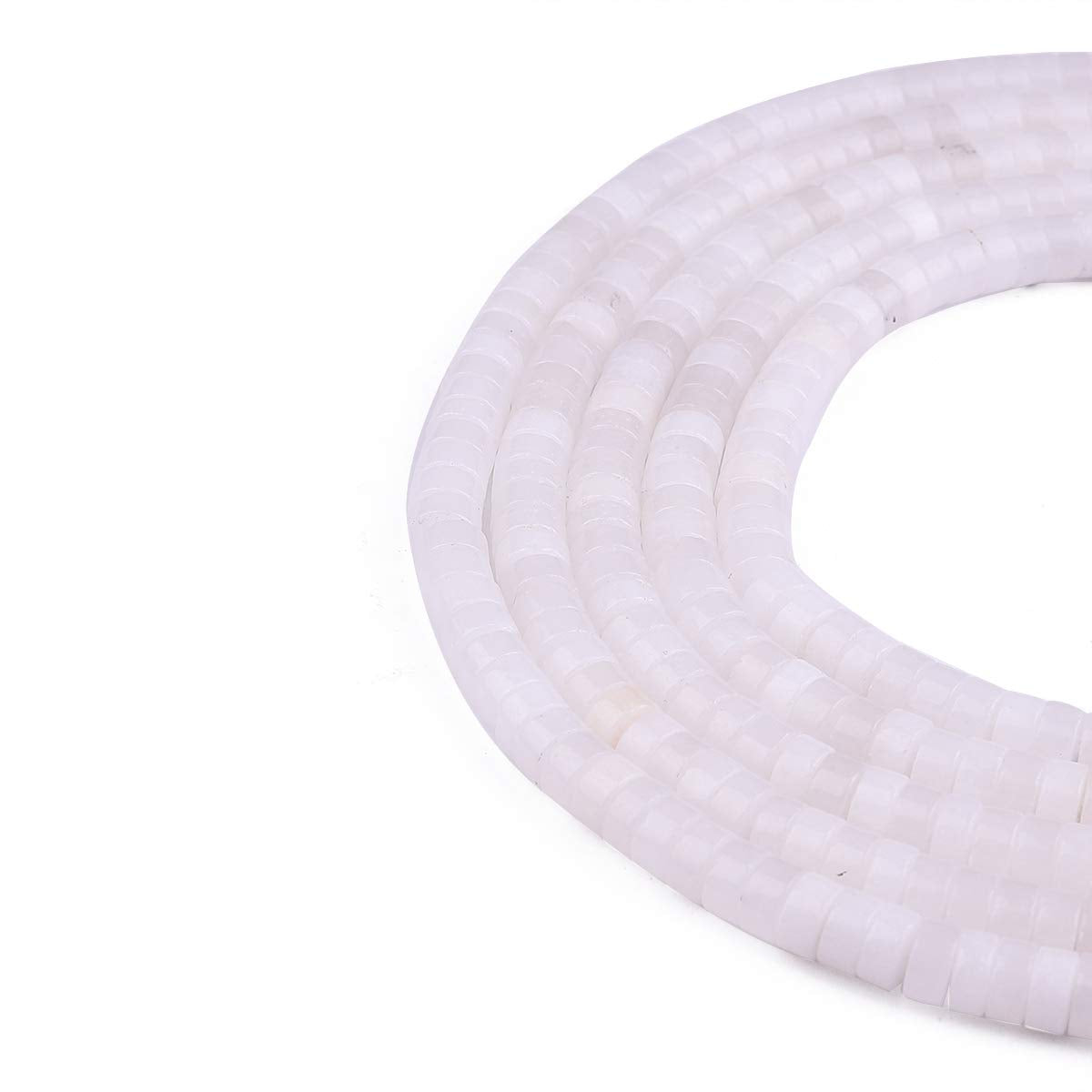 BEADIA Natural White Agate Spacer Beads Caps Loose Semi Gemstone for Beading Jewelry Making 6mmx3mm 38cm