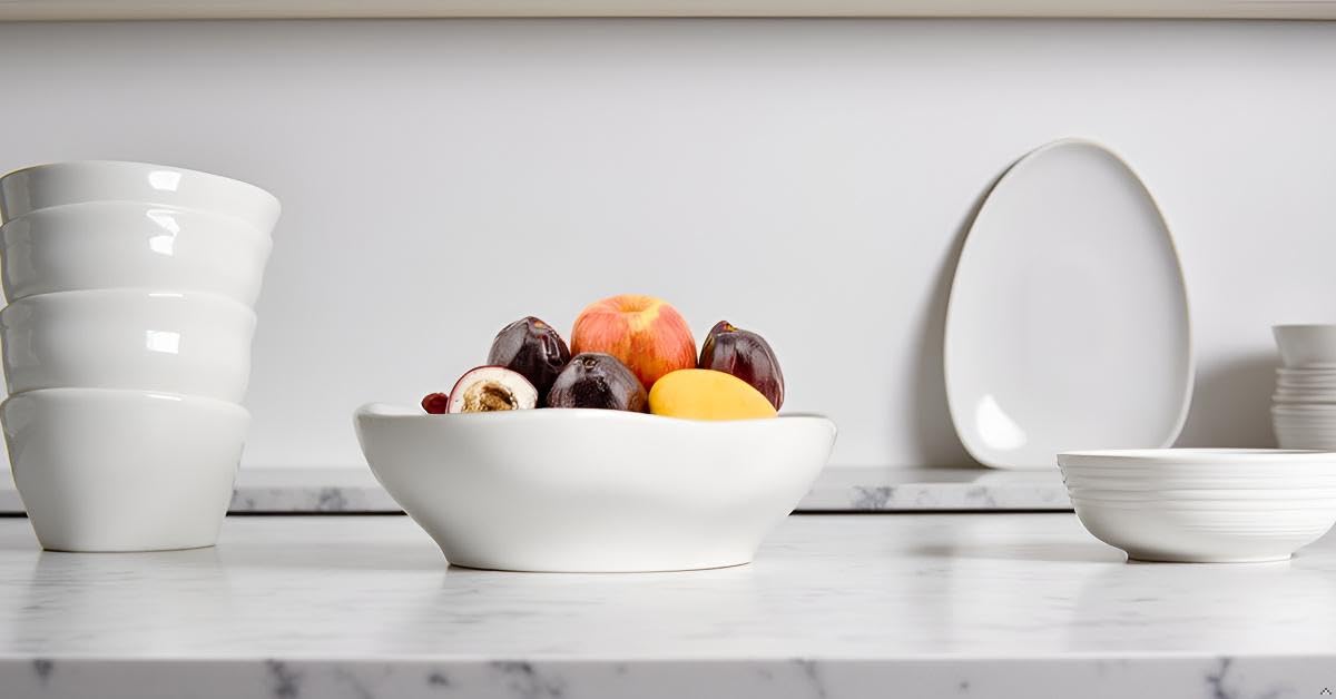 SIEBOLD 12.2'' Fruit Bowl for Kitchen Desktop, Modern Art Bowl,120oz Large Capacity,Can hold up to 10 full-size Baguettes, Grapes,Bananas, Pineapples