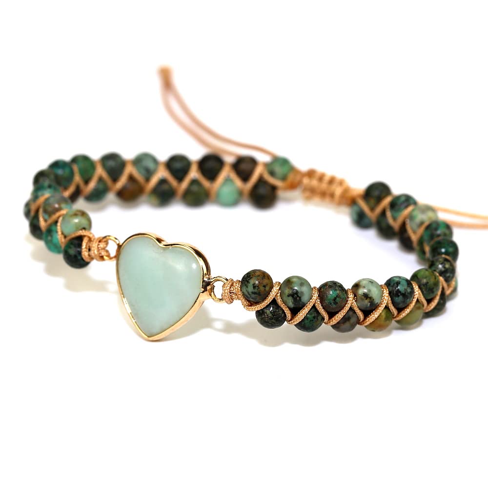 ZOSOJONA Women Wrap Bracelets Boho Natural Stone Jasper Turquoises Strand Bracelet Jewelry Collection (African Turquoise)