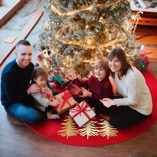 Red Christmas Tree Skirt, 24 Inch Christmas Faux Fur Tree Skirt for 4 Ft Christmas Tree Xmas Small Tree Skirt for Christmas Tree Decorations Indoor Holiday Winter Farmhouse Decorations