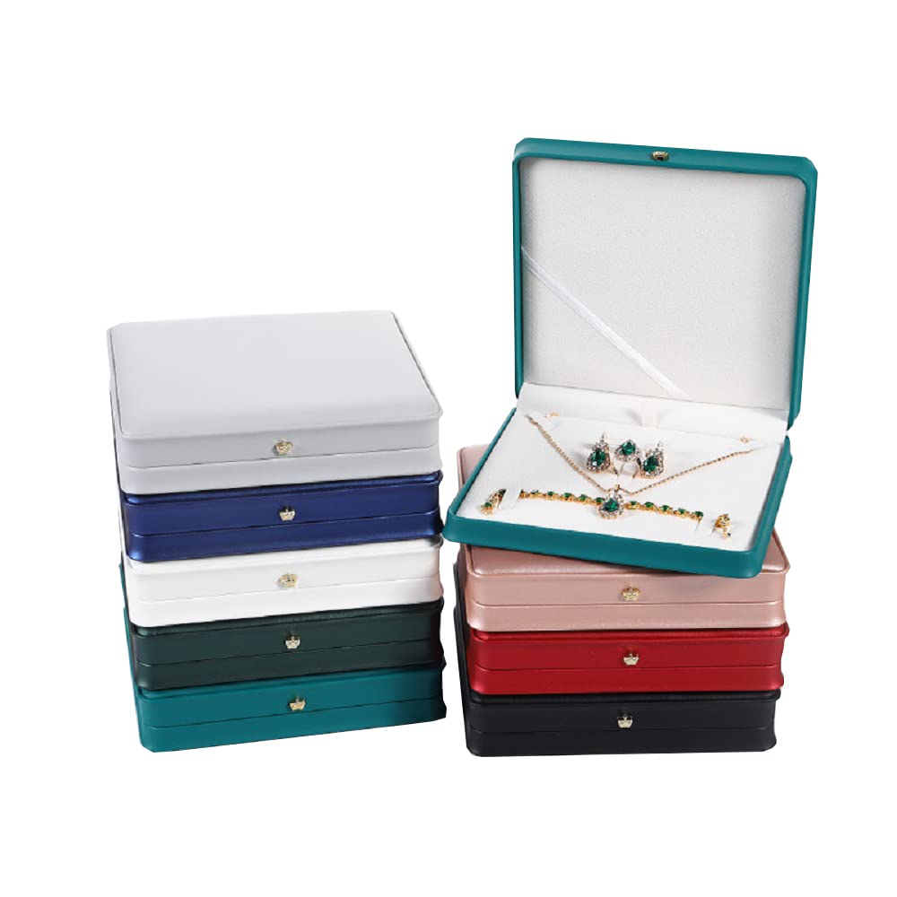 JunningGor Wedding Jewelry Set Premium Leather Box Necklace Earring Ring Display Case Storage Holder (Big Red)