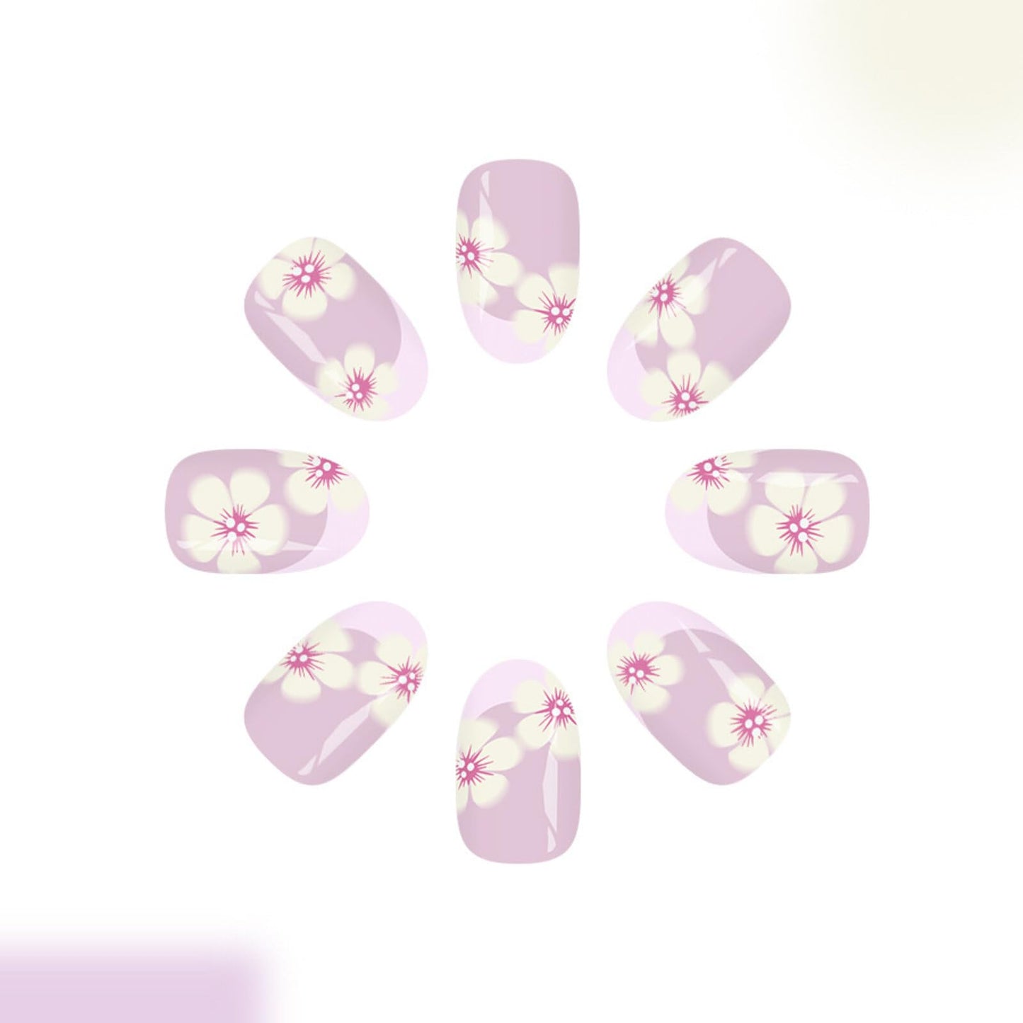 Short Almond Press on Nails Soft Pink Gradient Base Delicate Cherry Motifs Shiny Surface Gentle Fresh Manicure Stick on Nails Artificial Nails Suitable for Elegant Cute Stylish Charming Pretty 24 Pcs