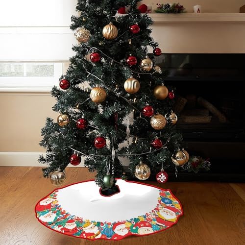 Santa Claus Patterns Christmas Tree Skirt 36 Inches Tree Skirt by Leo Walker,Christmas Tree Decorations, Farmhouse Christmas Decor Xmas Holiday Home Party Decorations