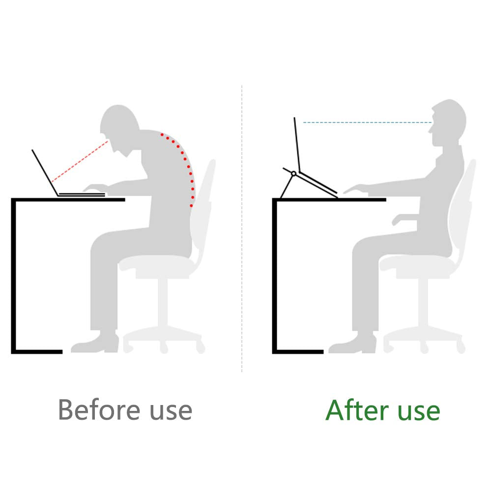 Brezze Letter Laptop Stand for Desk Stable Foldable Adjustable Multi-Angle Computer Desktop Holder Ventilated Lapdesks Riser for Mackbook, Lenovo, Dell, iPad, HP - Within 17' (Black)