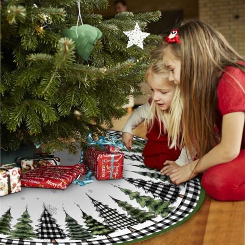 Christmas Tree Skirt 36inch Green Buffalo Plaid Farmhouse Decor