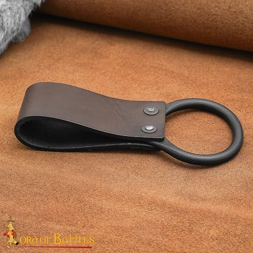 Lord of Battles Medieval Genuine Leather Axe Frog | Axe Holster with Belt Loop | Waist Holder for Axes, Tools - color: Celtic Design :- Brown