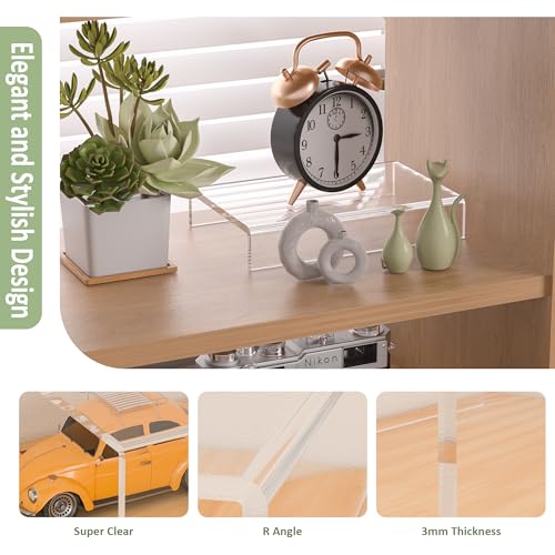 Acrylic Shelf Riser 6x3.9x1 pack of 2, Countertop Acrylic Display Storage Organizer for Shoes, Glasses, Plants, Home Decors, Perfume, Books, Dolls, 6x3.9x1 Inch - size: 6x3.9x1 Inch