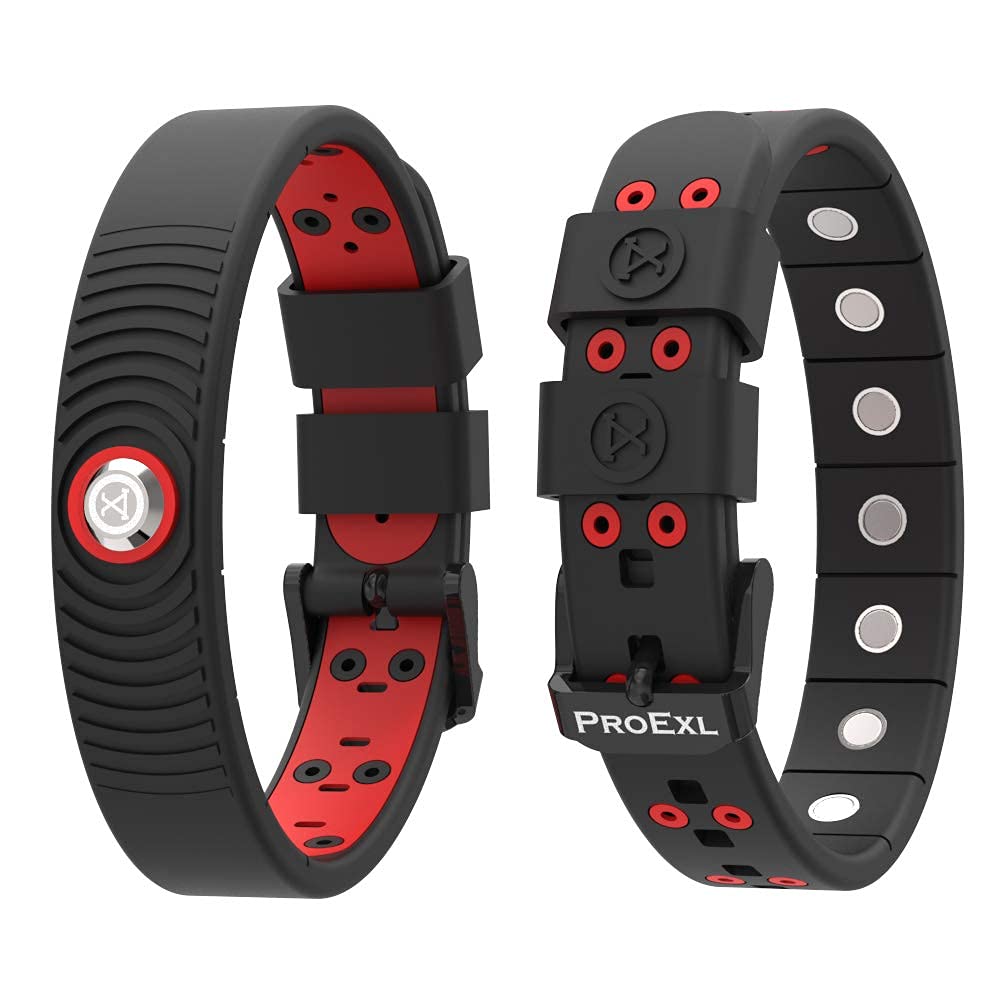 PROEXL 18 MAX Sports Magnetic Bracelet for Men - Waterproof - Breathable Strap - Super Strength - Black Red