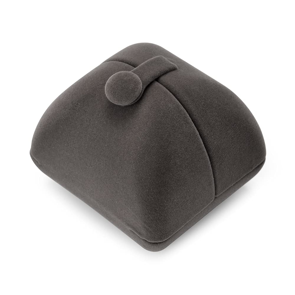 Papten 180° Open 2 Slots Velvet Ring Box Ring Holder Ring Bearer Box Wedding Day Jewelry Gift Box For Engagement Proposal Wedding (Gray)