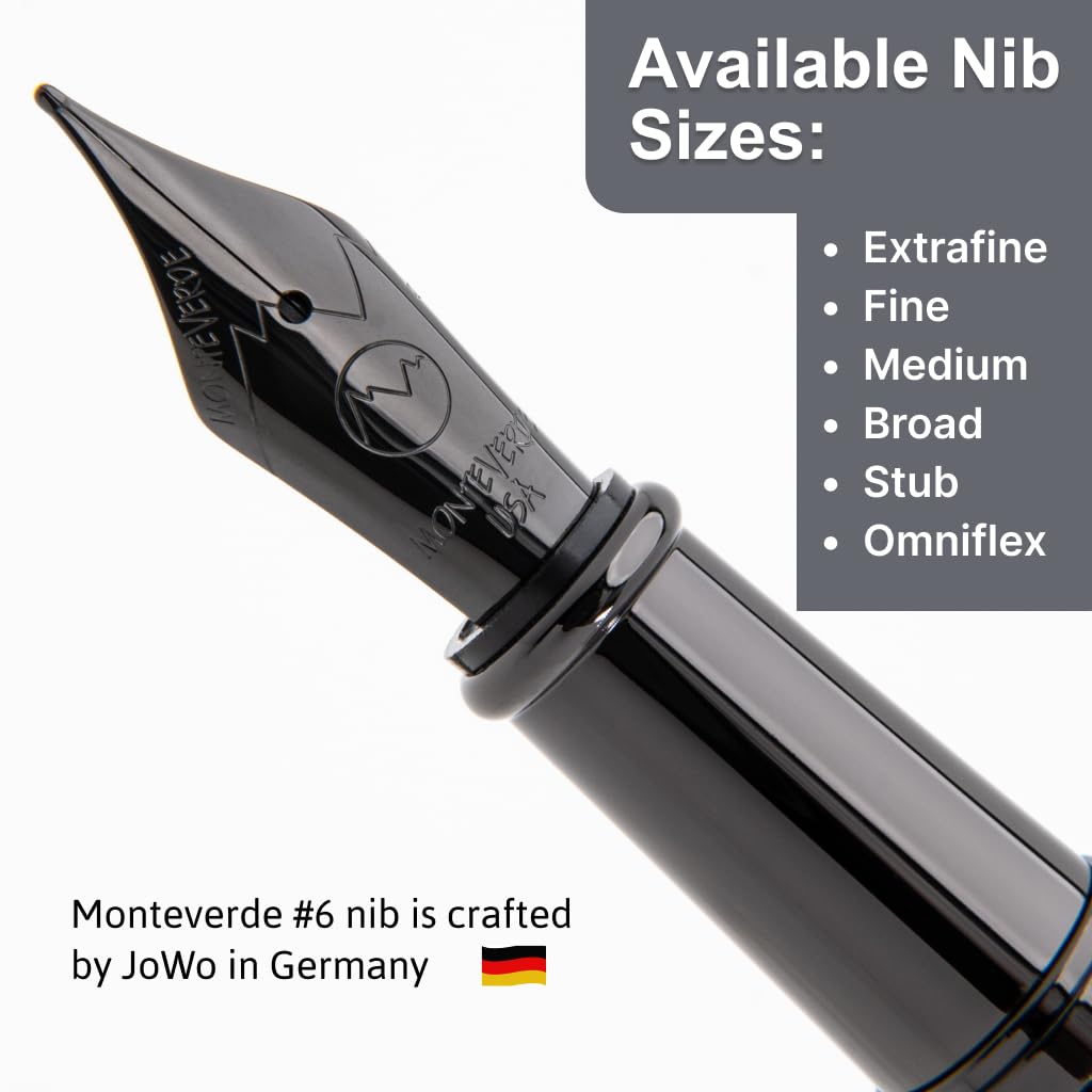 Monteverde USA Impressa 3+2 Piece Set (Fountain, Rollerball, Ball Pen) | Black/Rosegold | Omniflex Nib | Large Luxury Gift Box with Free Ink & Gel Refill
