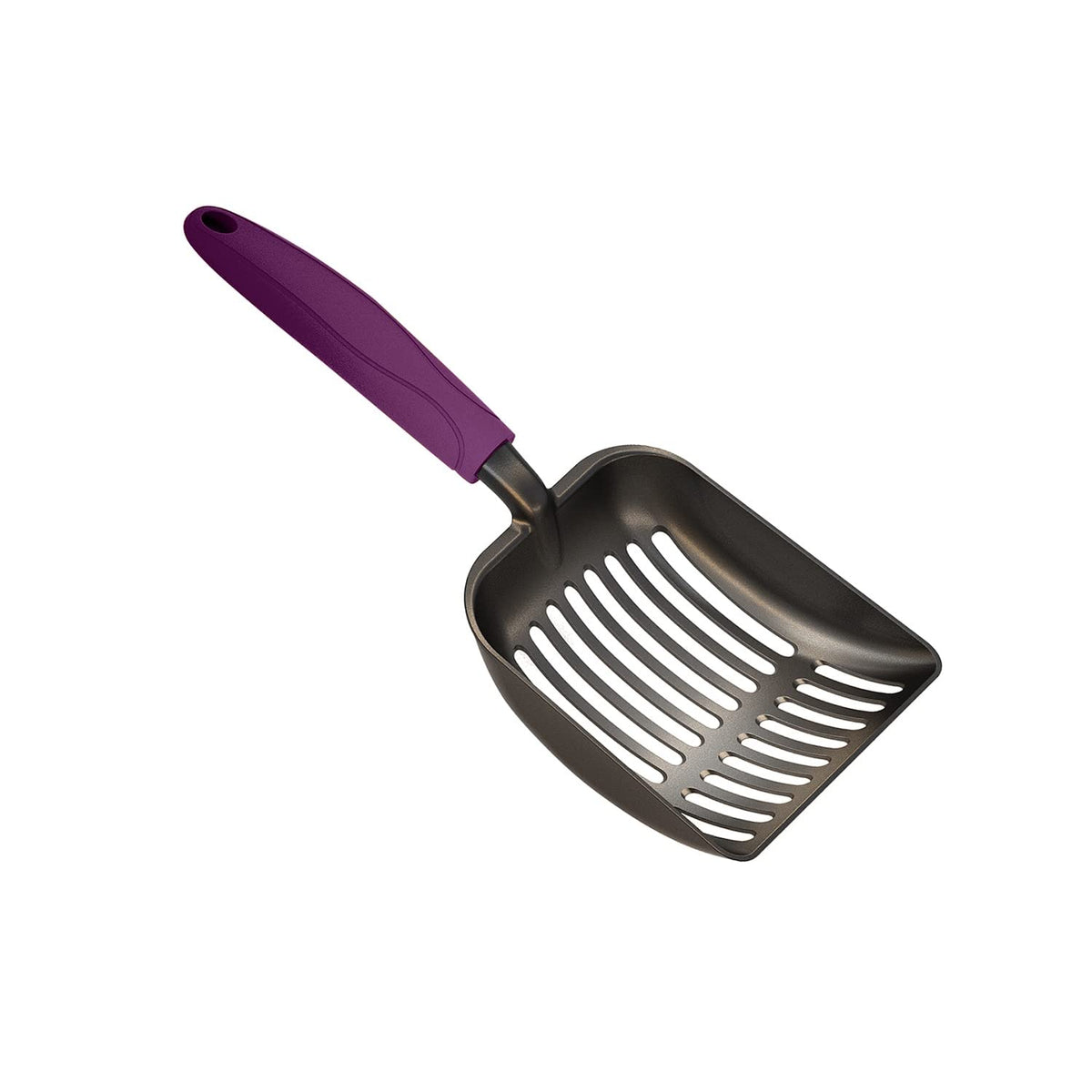 WePet Cat Litter Scoop, Non-Stick Plated Aluminum Alloy Sifter, Kitty Durable Metal Scooper, Deep Shovel, Long Handle, Kitten Pooper Lifter, Size Large, Coated Black Body with Pink Handle