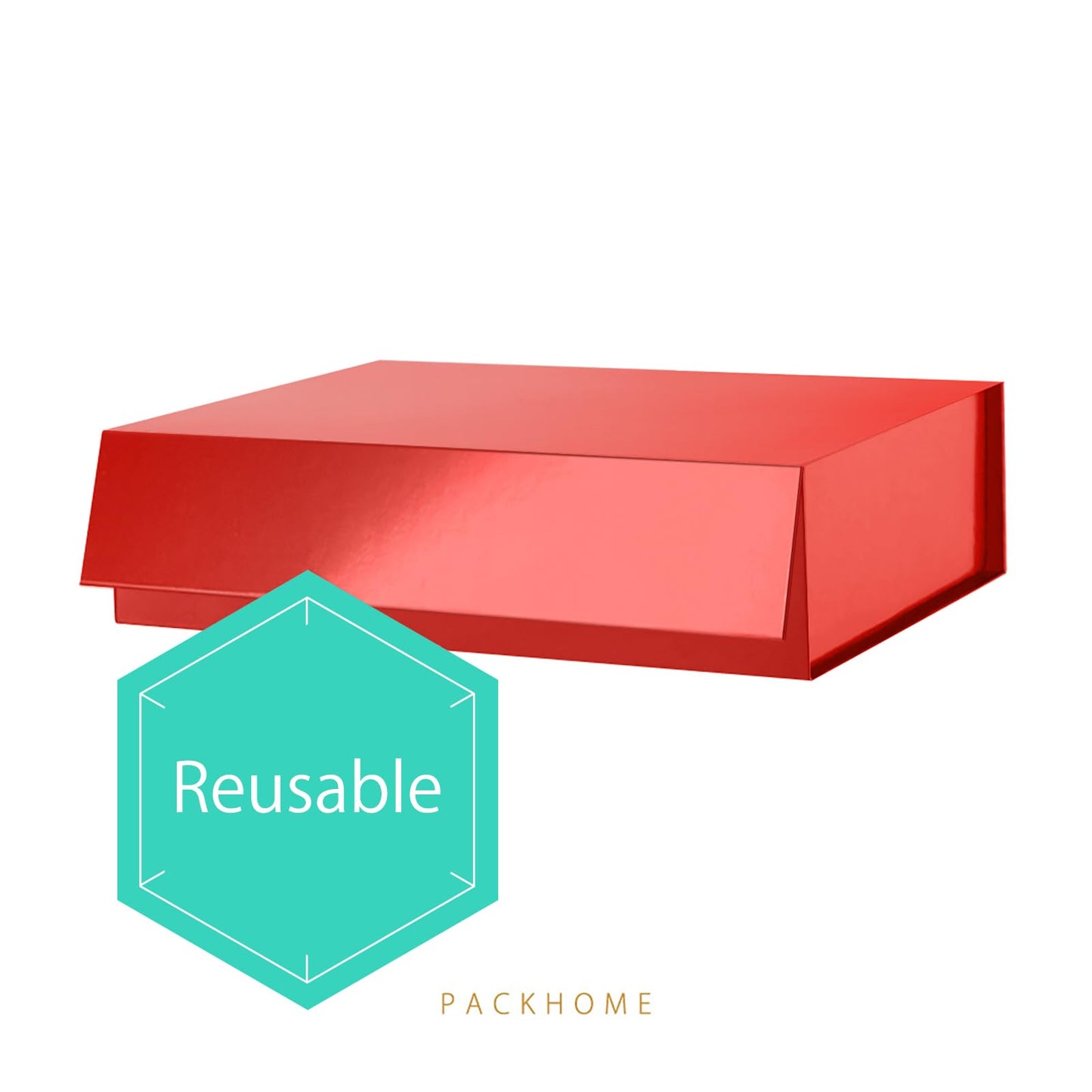 PACKHOME Mothers Day 6 Large Gift Boxes 13.5x10x3.5 Inches, Sturdy Shirt Boxes with Magnetic Lids for Multiple Occasions (Glossy Red)