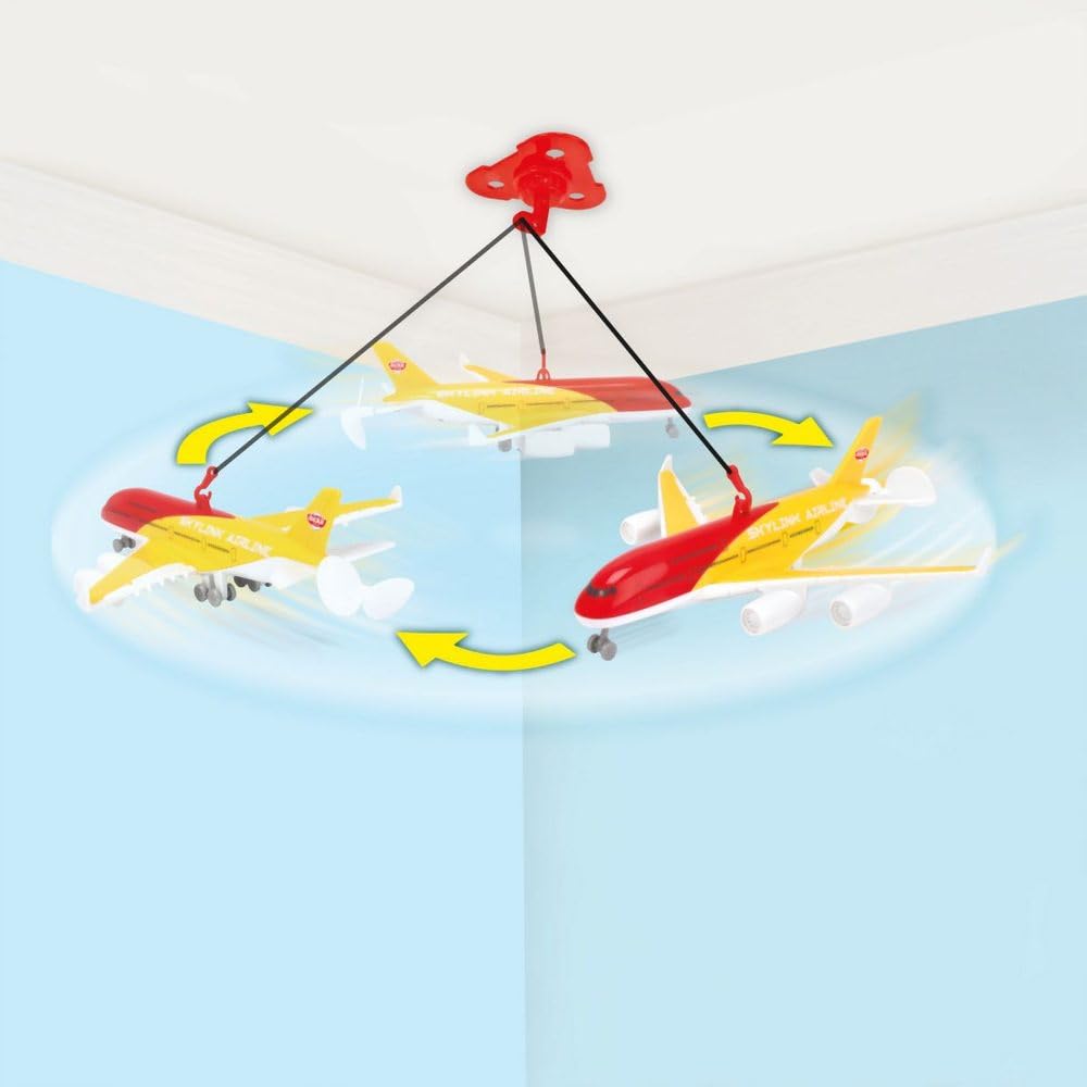 Dickie Toys - Sky Flyer Ceiling Plane (18 cm) - Battery Powered Ceiling Plane with Suspension - Toy for Children from 3 Years Old, Multicoloured