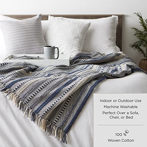 DII Rustic Farmhouse Double Diamond Woven Throw, 50x60, Aqua - color: Aqua