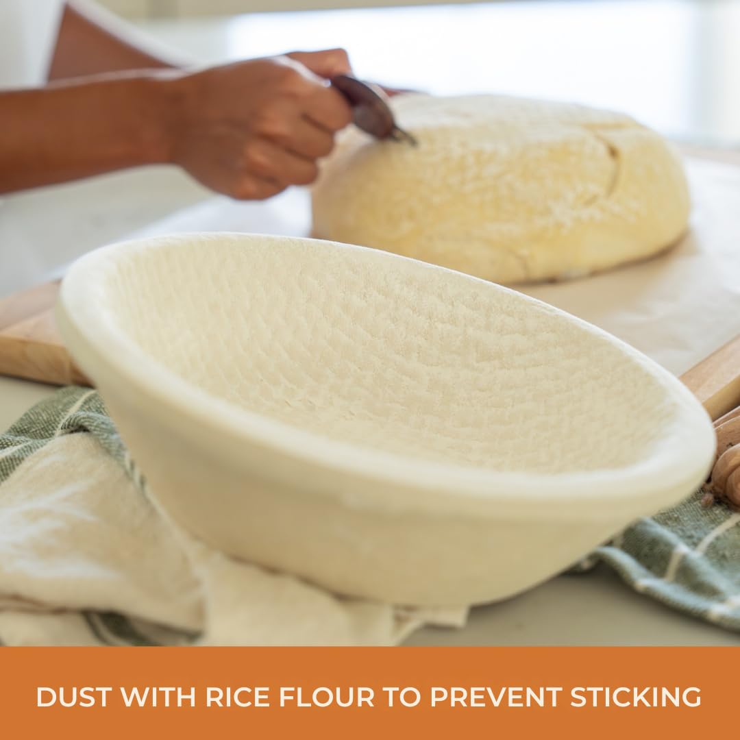 Bulka Large Round 9" 1kg Waffle Banneton Bread Proofing Basket Pressed Wood Pulp, Sourdough Proofing Basket - Non-Stick Brotform Sourdough Bread Baking Supplies, Made in Germany.