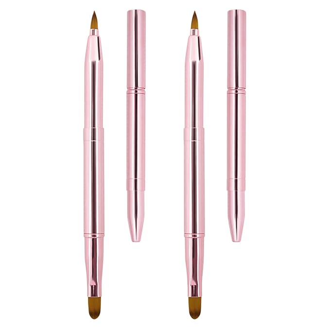 Unaone [2 Pack] Lip Brush for Lipstick, Retractable Lip Brushes, Dual-ended Makeup Brush for Lipstick Lip Gloss, Include Lid