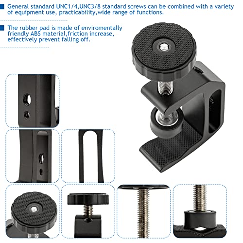 4Pcs Universal C Clamp, Heavy Duty Sturdy 1/4 and 3/8 Thread Hole for Tables Desk Mount, Desktop Mount Holder, Photo Studio Photography, Quick Release U Clip Holder and Wood Work 4 Pack-Black - size: 4PCS