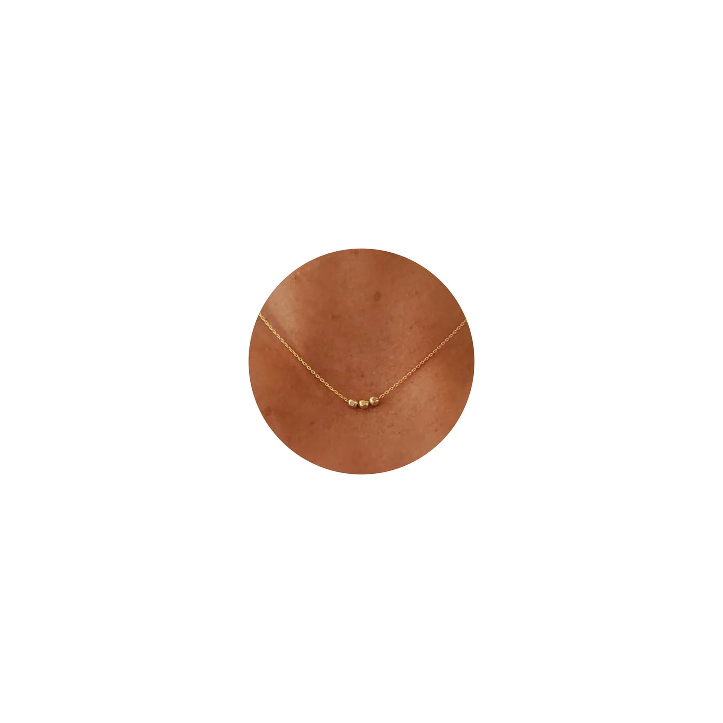 GUOKE Irregular Bead Necklace - 14K Gold Plated Dainty Gold Necklace Simple Jewelry for Women