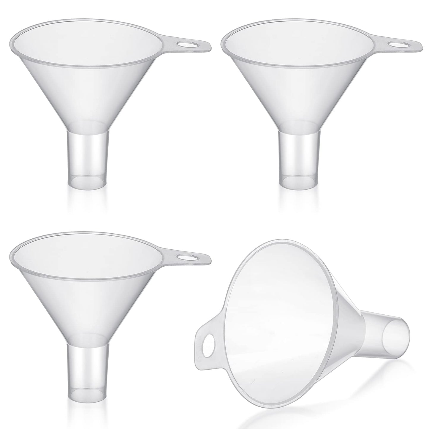 Yetene 4 Packs Small Plastic Funnel for Filling Small Bottles 2.56 Inch Clear Wide Mouth Plastic Funnel for Filling Water Powder Essential Oils Perfumes Kitchen Bath Garage Use