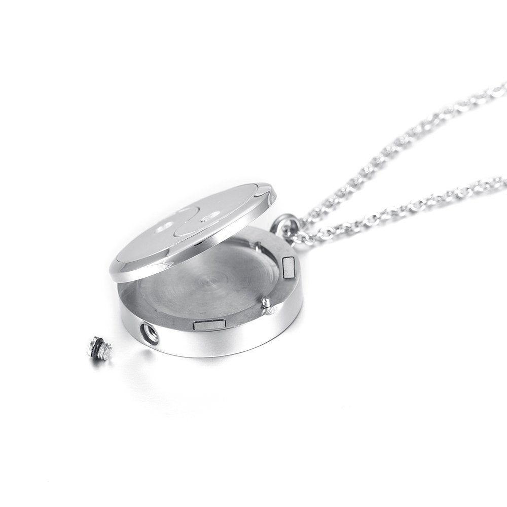 mingkejw Essential Oil Diffuser Necklace Aromatherapy Pendant Locket Jewelry Stainless Steel Perfume Necklace| 22’’ Adjustable Chain| 12 Refill Pads| Gift Box
