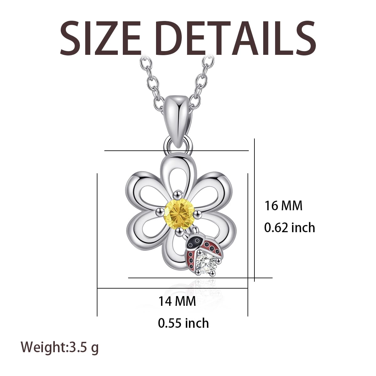 HELORET Daisy Necklace Ladybug Flower Pendant Jewelry for Women Birthday (Daisy- Ladybug Necklace)