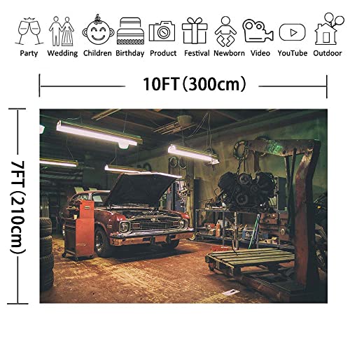 Old Garage Backdrops for Photography 10X7FT Car Repair Backgrounds Themed Party Photo Booth Studio Props BJMYLU42 - size: vinyl-10x7ft