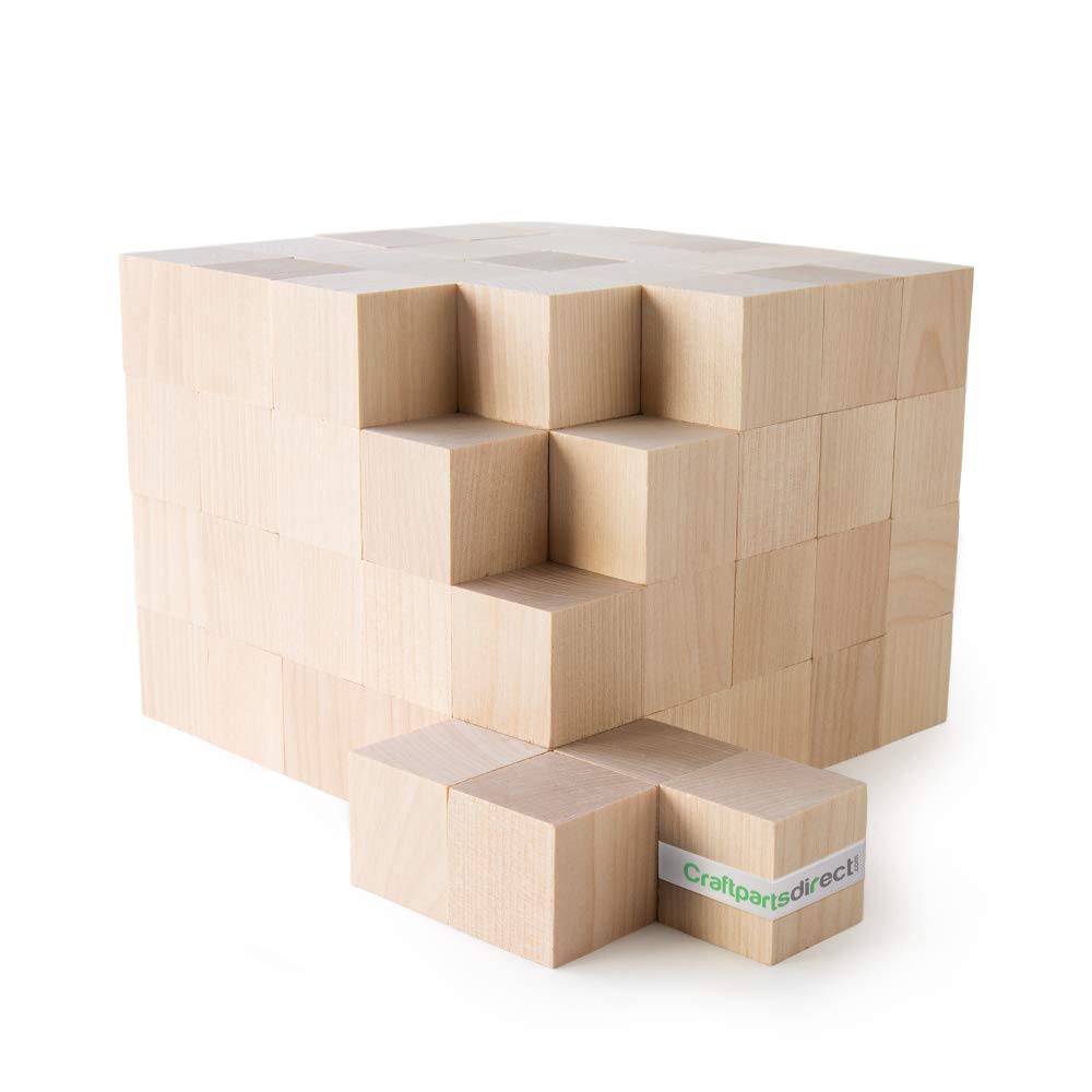 2 inch Maple Wood Cube - 50 Pack, Natural Solid Wooden Square Blocks, Unfinished – for Arts, Craft, and DIY People