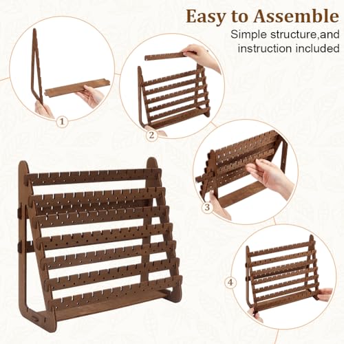 7-Tier Wood Earring Stand Organizer Dangle Earring Jewelry Organizer Holder Stud Earrings Tower Detachable Wood Tiered Jewelry Card Display Tree Wooden Tray for Women Coconut Brown