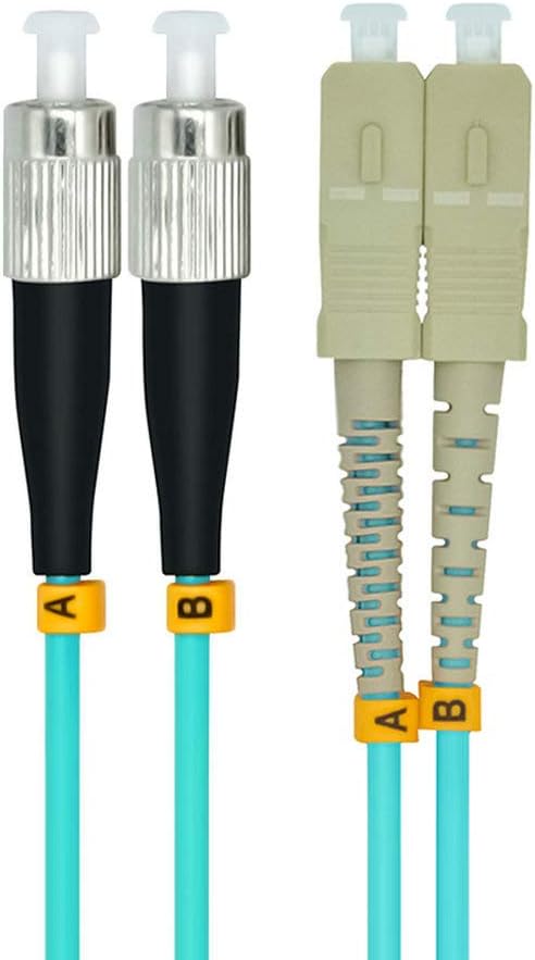 Jeirdus 30Meters 100ft SC to FC Duplex 50/125 10G OM3 Multi-Mode Fiber Optic Cable Jumper Optical Patch Cord SC-FC