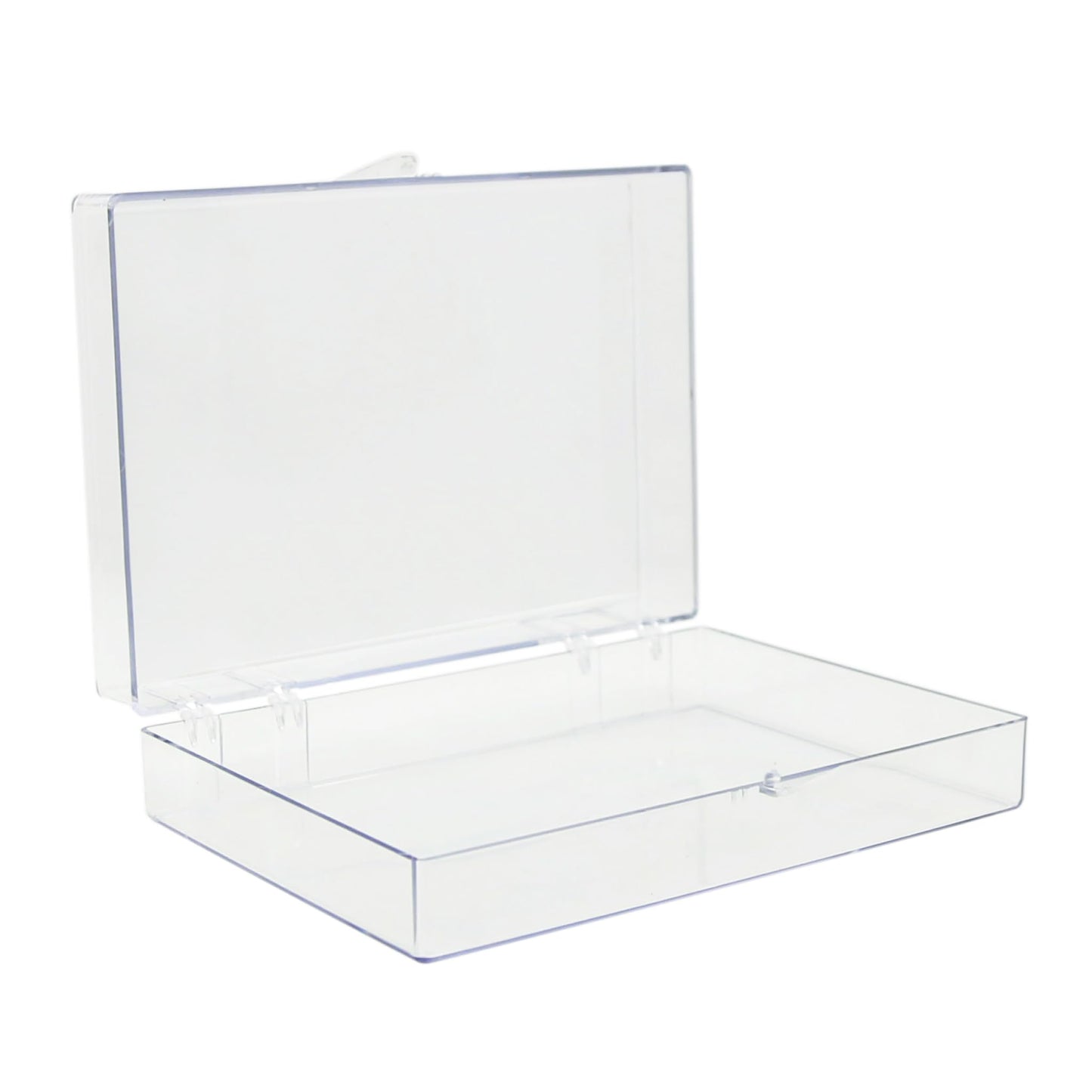 4-Pack Clear Hinged Plastic Containers, Keepsake Storage Boxes, 7"L x 5"W x 1.75"H, Made in USA, Plastic Display Case, Bead Storage or Craft Organizers and Storage Container