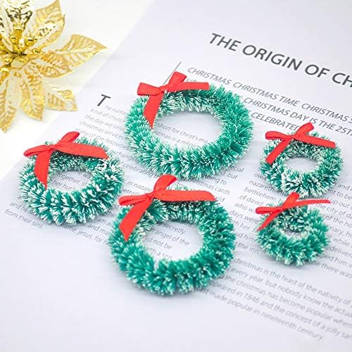 Christmas Decoration 6 Mini Christmas Wreath Christmas Home Decorations Christmas Tree DIY Floral Wedding Artificial Wreath Pendant Jewelry (Color : Light Pink Diameter : 4cm) (Fluorescence Yellow 6